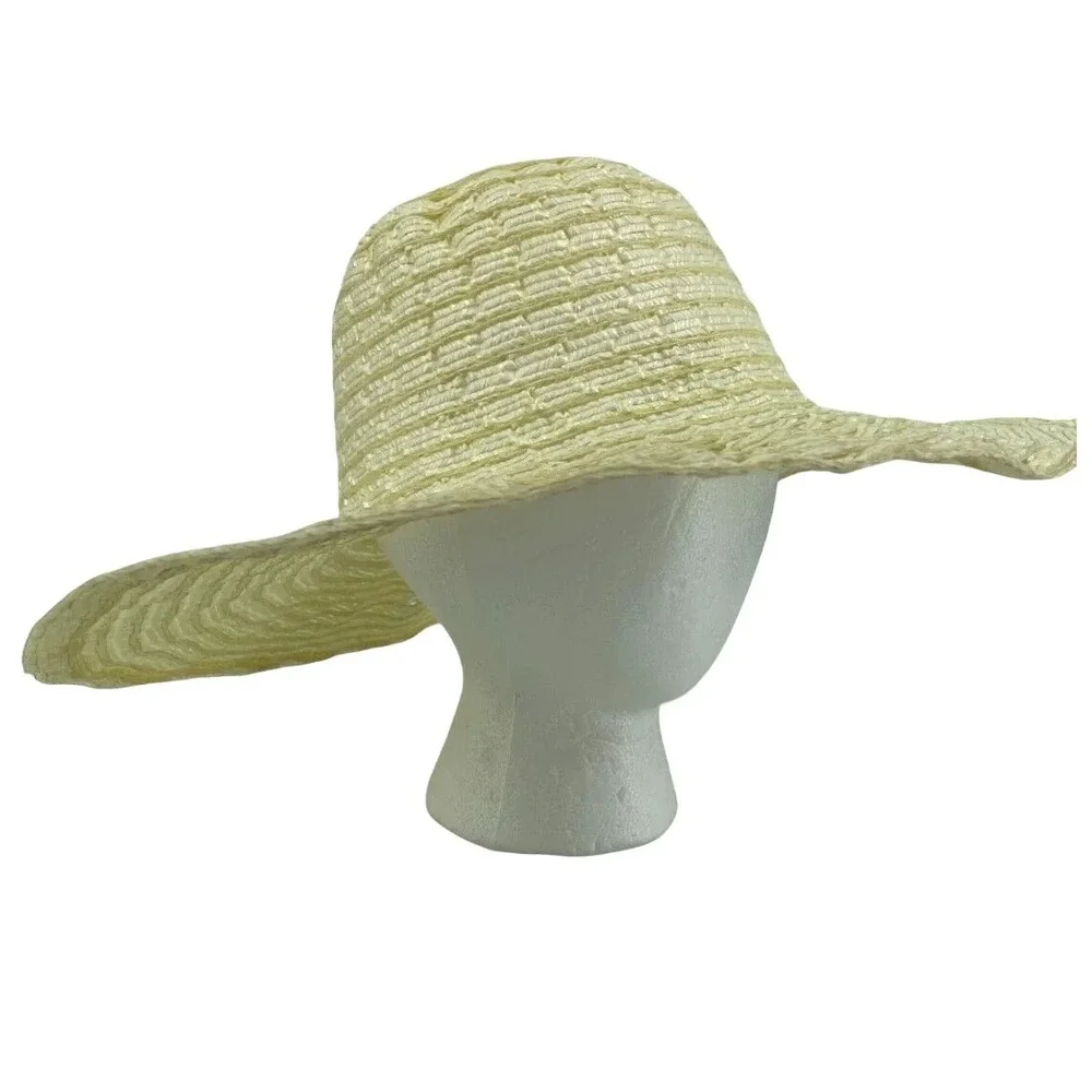 Unbranded Womens Wide Brim‎ Layered Woven Floppy Sun Hat One Size Natural Straw